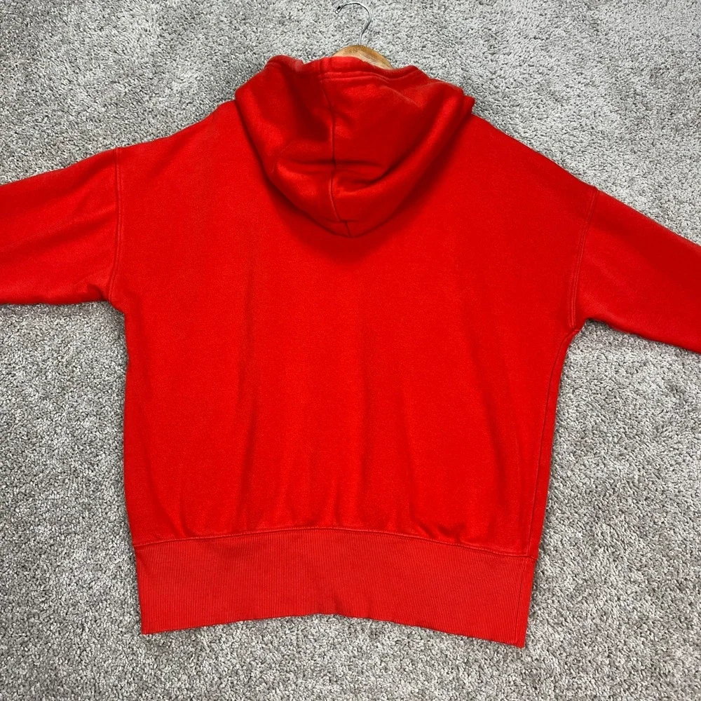 Adidas Hoodie Mens XS Red Long Sleeve‎ Drawstring Pullover 3-Stripes Fleece EUC